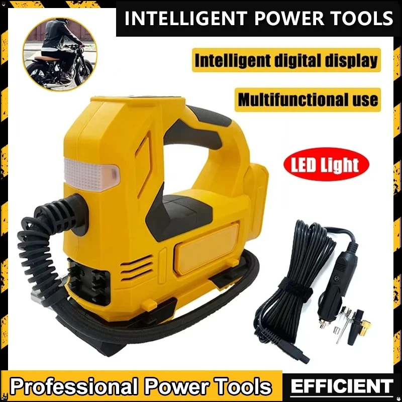 Bomba de ar portátil para inflar pneus, compressor recarregável, digital, sem fio, elétrica, ferramentas para inflar pneus de carro, para dewalt, bateria de 20v