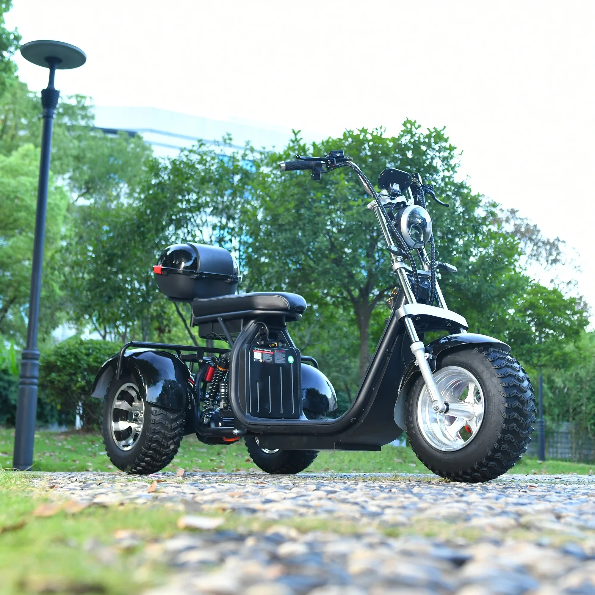 Adult Off-Road Electric Trike Motorcycle 3000W Powerful Motor, 60V30AH Removable Li-ion Battery Mountain Vehicle Daily Outdoor