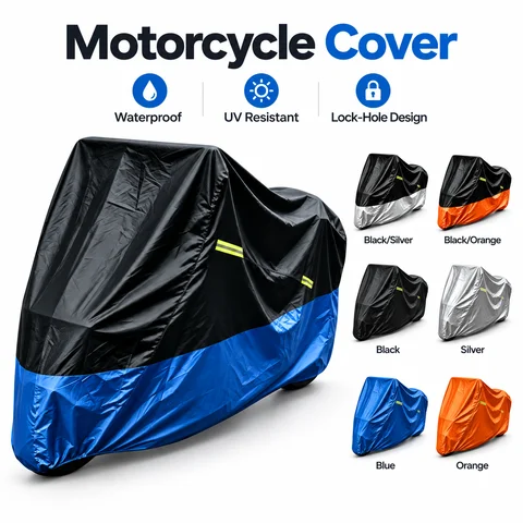 Universal Motorbike Protector Cover 190T Polyester Taffeta PU Coating Waterproof Dustproof UV‑Resistant For All‑Season Use M‑4XL