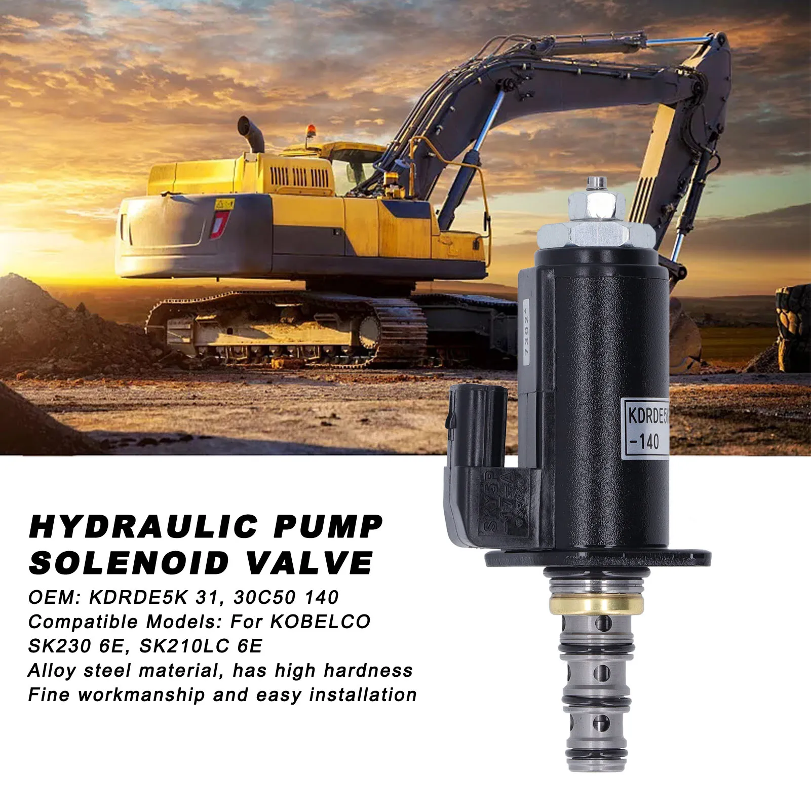 

Hydraulic Pump Solenoid Valve Hydraulic Pump Solenoid Valve Alloy Steel Electric Solenoid Valve for KOBELCO Excavator