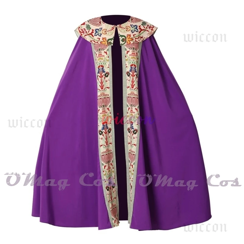 

Medieval Church Shawl Cloak Priest Knight Monk Prayer Cape Digital Print Halloween Cosplay Costume for Men