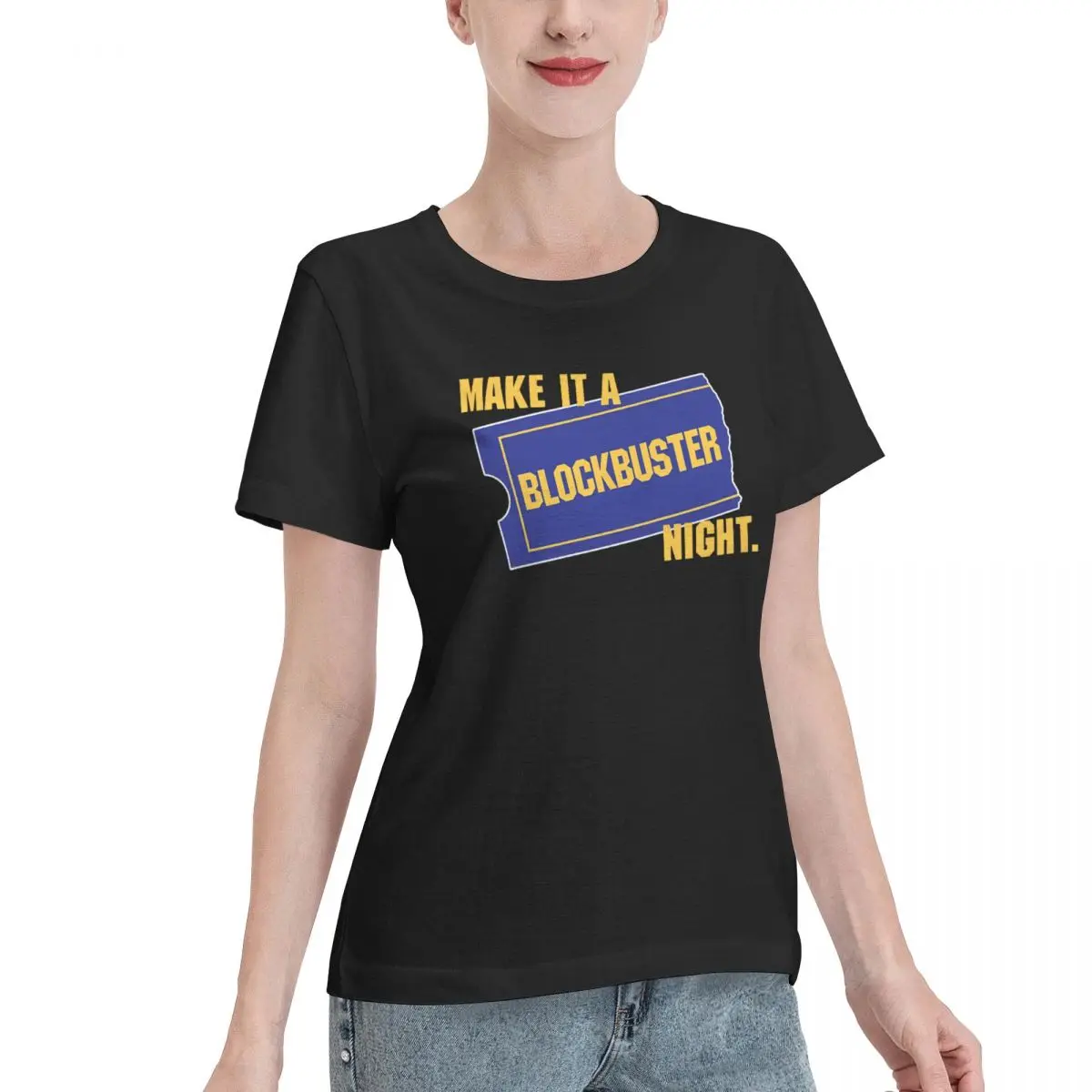 Blank For Print Make It A Blockbuster Night Women's T-shirt Minimalist Outfit Loose Women Tshirt