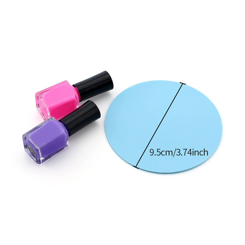 1PCS 9.5cm Round Nail Table Mat Silicone Nail Art Mix Coloring Pad Washable painted color Plate Manicure Tools Accessory