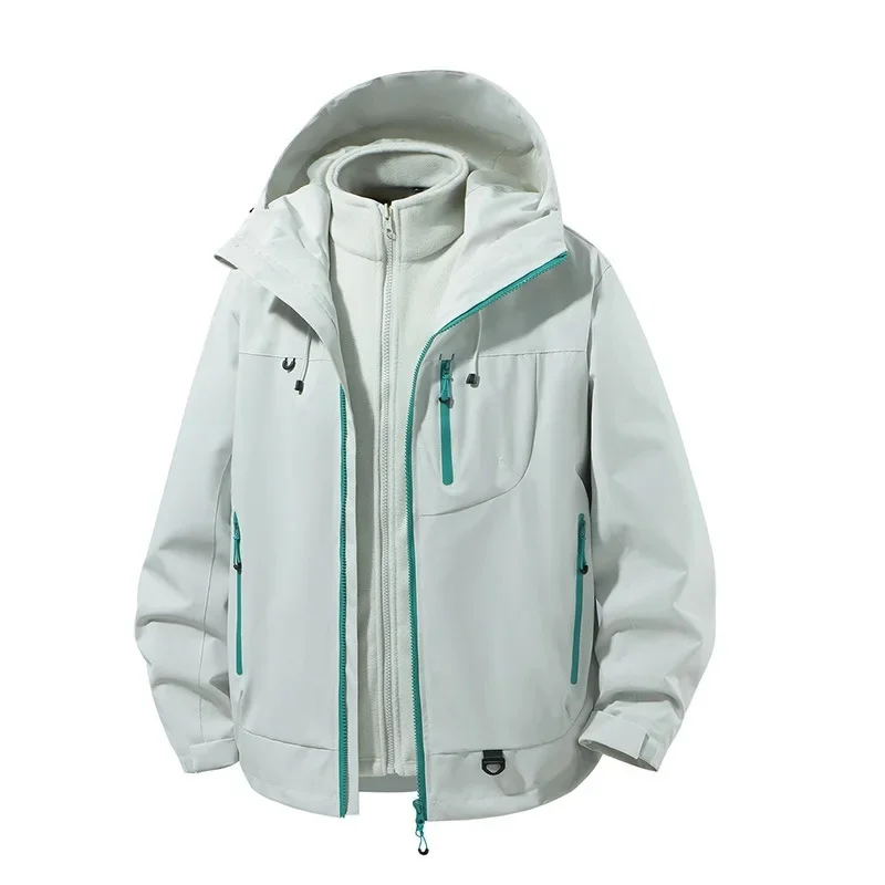 

Утолщенная подкладка с капюшоном, рабочая одежда, куртка, ветровка, повседневное уличное пальто, ветровка, три в одном, зимняя новая стильная модная одежда