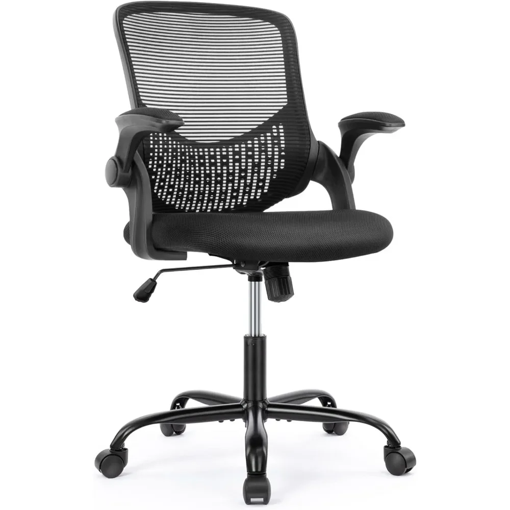 

Computer Chair Ergonomic Home Office Flip-up Arms and Lumbar Support, Mesh Swivel Rolling Height Adjustable