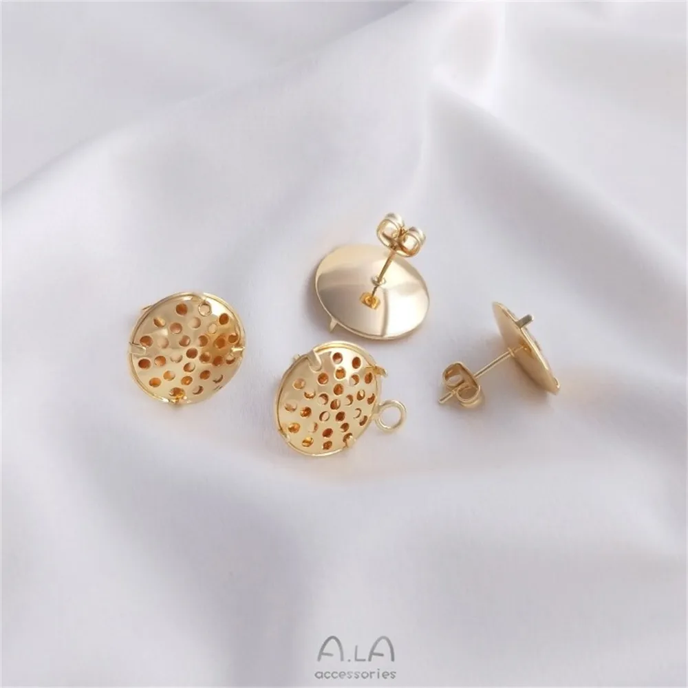 Needle Cute Rabbit Head Zircon Rabbit Ears Half-hole Beaded Earrings 14K Gold Diy Earrings Accessories E198