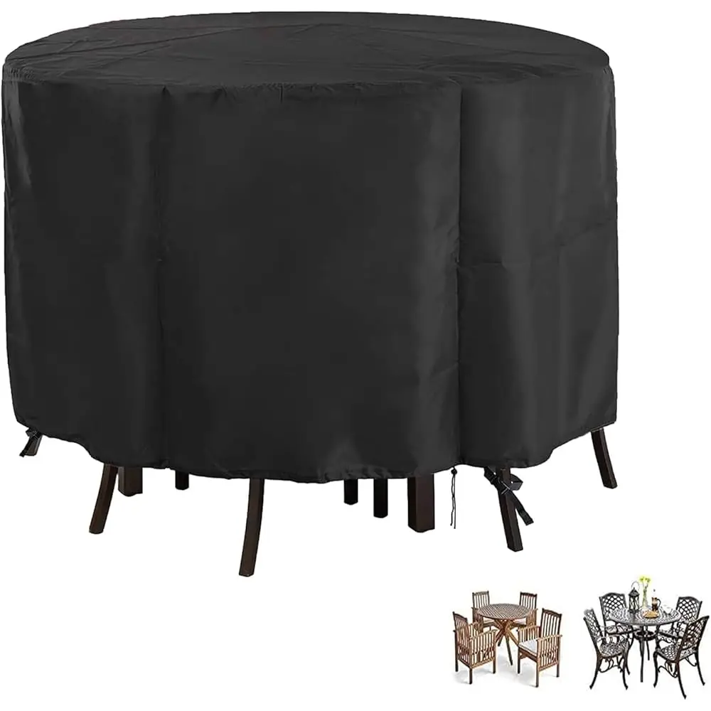 

Patio Furniture Covers, 48Inch Round Bar Height Table Chair Set Cover Waterproof Outdoor Table Cover For Garden Furniture Set -