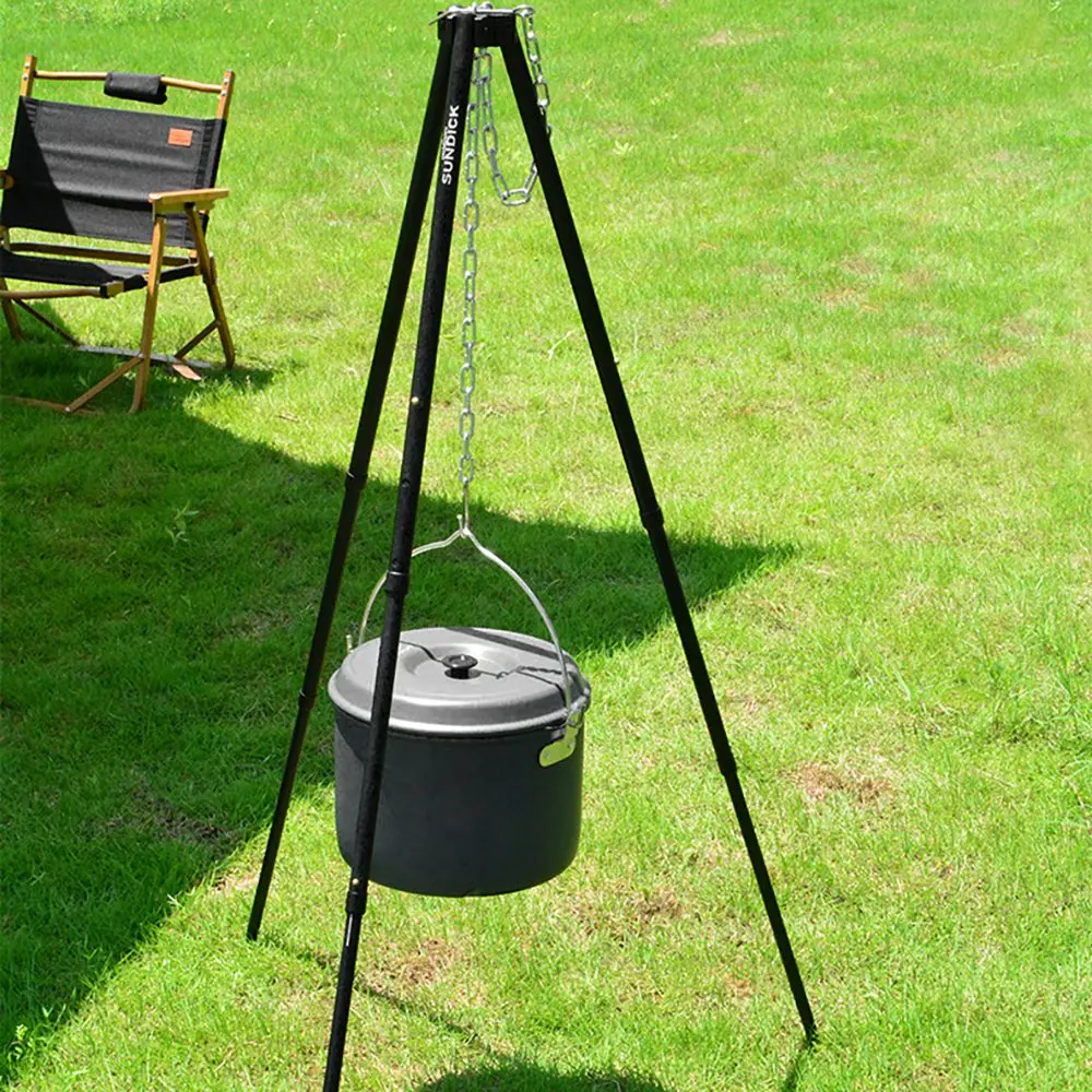 SUNDICK Camping Tripod Portable Outdoor Cooking Tripod Adjustable Grill Tripod Cooker for Outdoor Campfire Cooking Camping Trip