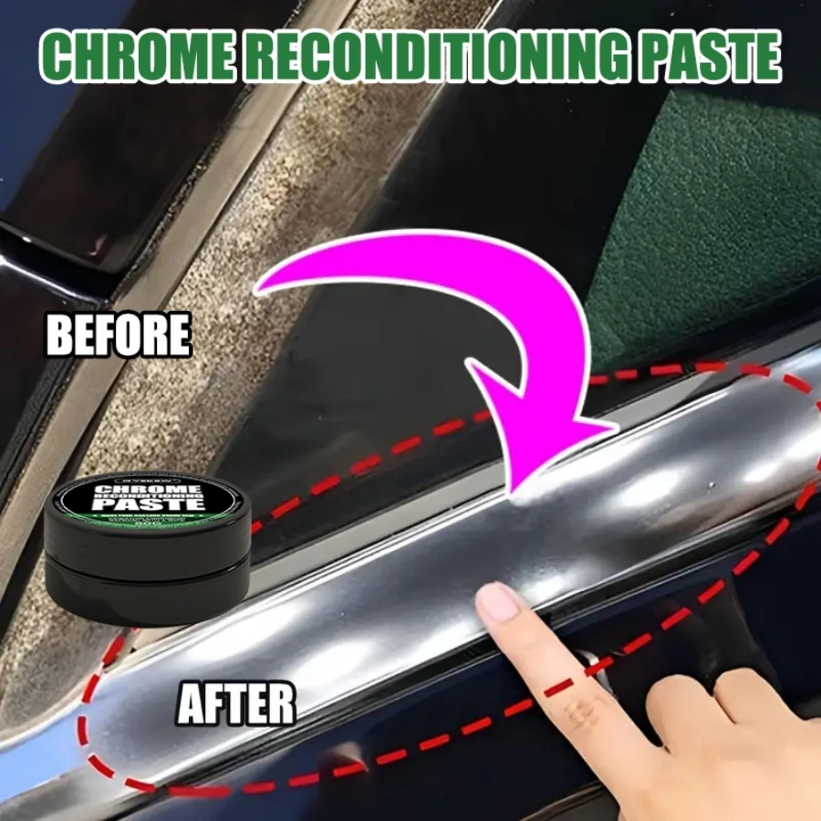 Ryekew 50g Car Door & Window Chrome Strip Repair Metal Polishing Paste Bright Strip Refinishing Paste Chrome Parts Repair Refini