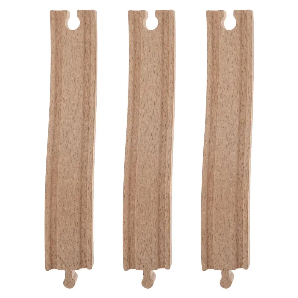 

3Pcs Wooden Train Track Accessories Premium Wood Turning Path Easy Assemble Expansion Track for Kids Educational Plaything Train