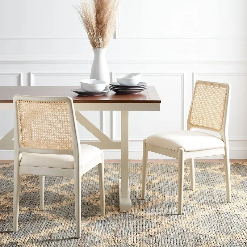 Rebound White Rattan Dining Chair, Home Collection, Almofada Totalmente Montada, Conjunto de 2, DCH8800B-SET2, 0