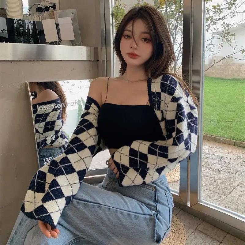 

Cardigan Women Open-stitch High Street Retro Popular Sweater Trendy Vintage Simply Aesthetic Sexy Girls Fit