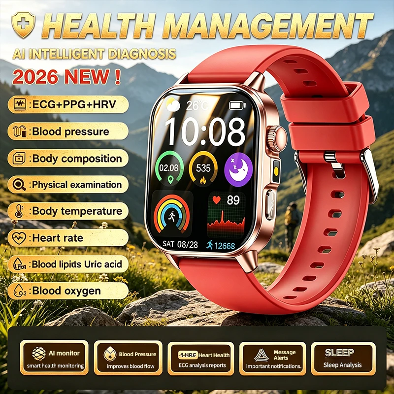 

Smart Health Watch Bluetooth HD Call Sports Modes ECG Health Management Information Reminder LED Light IP68waterproof Smartwatch