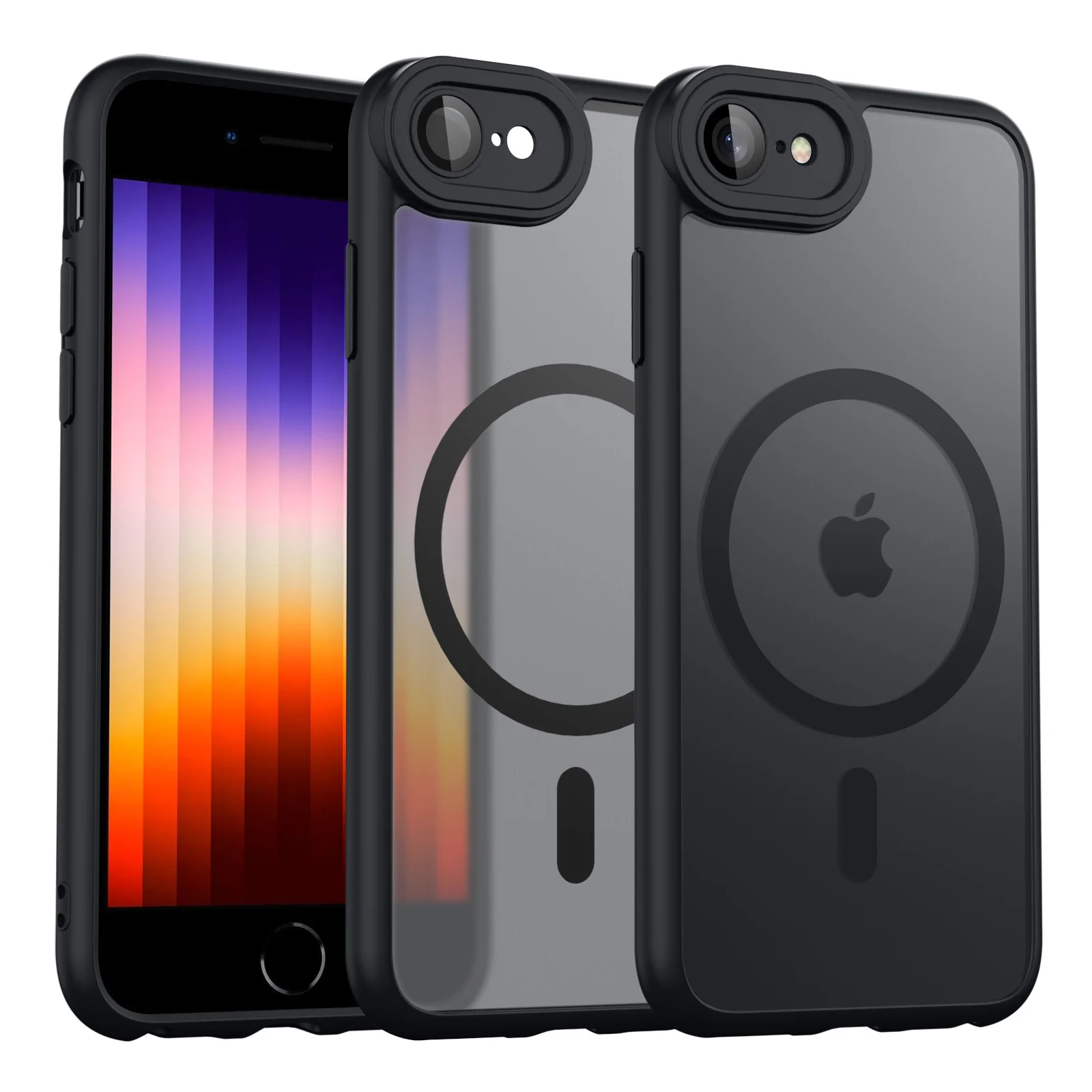 Funda magnética de lujo translúcida mate a prueba de golpes para iPhone 7/8/SE 2/SE 3 para carga inalámbrica Magsafe