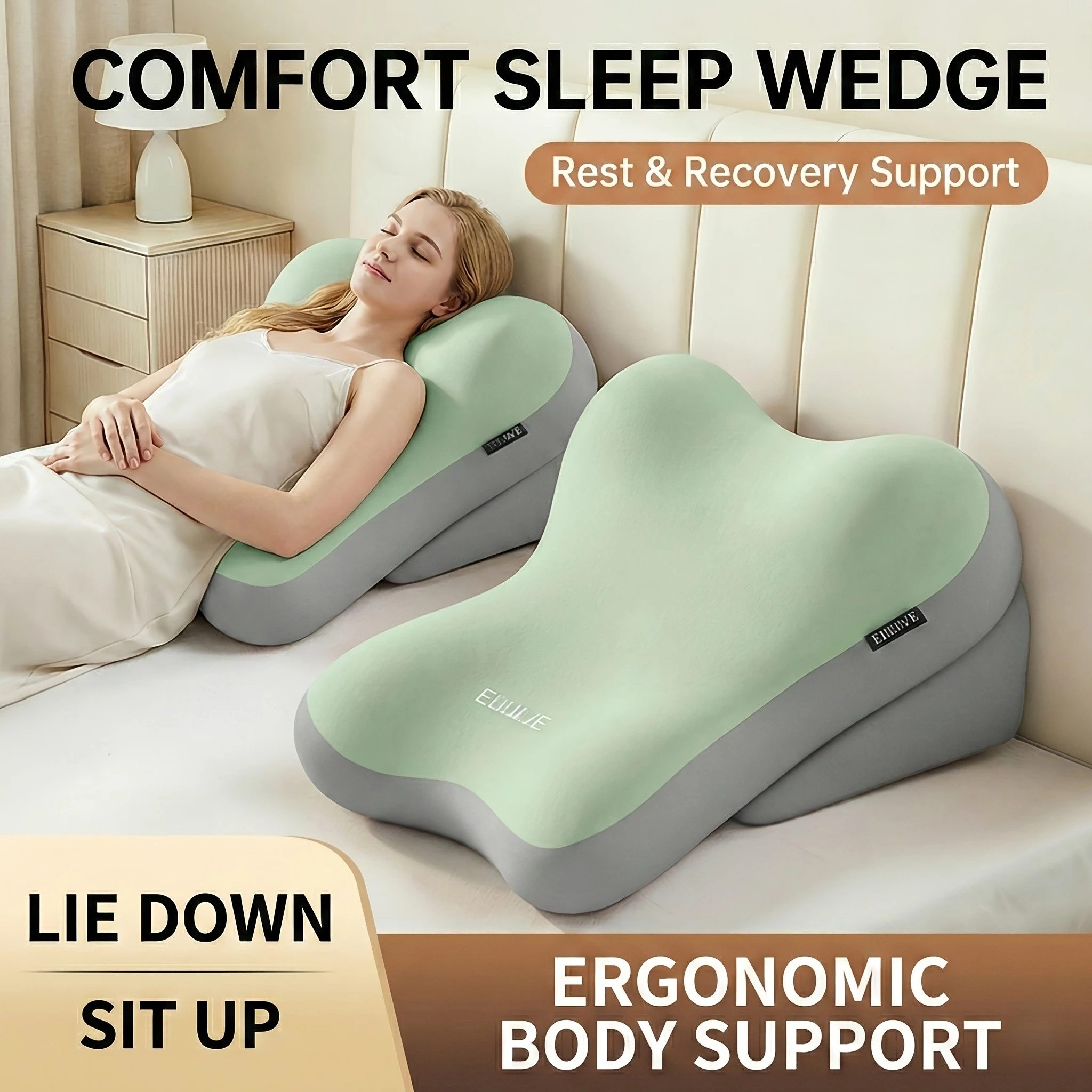 Adjustable Angle Back Support Cushion Ergonomic Spine Protector Lumbar Support Bed Sofa Pillow Home Accessories Gift