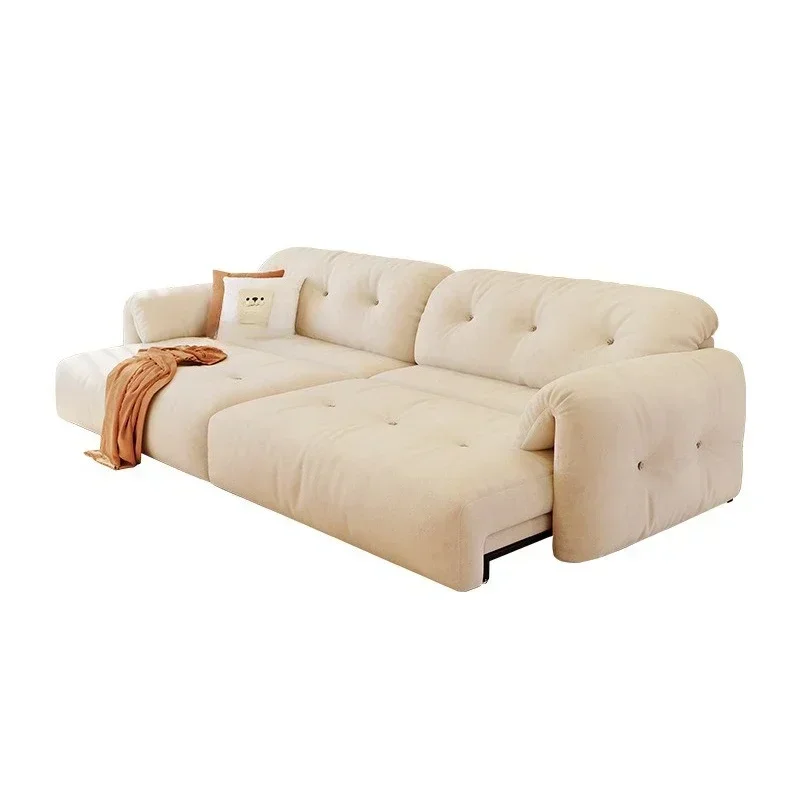 Cloud living room simple modern telescopic cream wind small apartment fabric multi-functional electric sofa bed