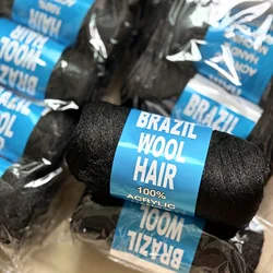 5packs Brazilian Wool Hair Acrylic Yarn For Knitting Braids African Hair Jumbo Braiding Senegalese Twisting Attachment Black