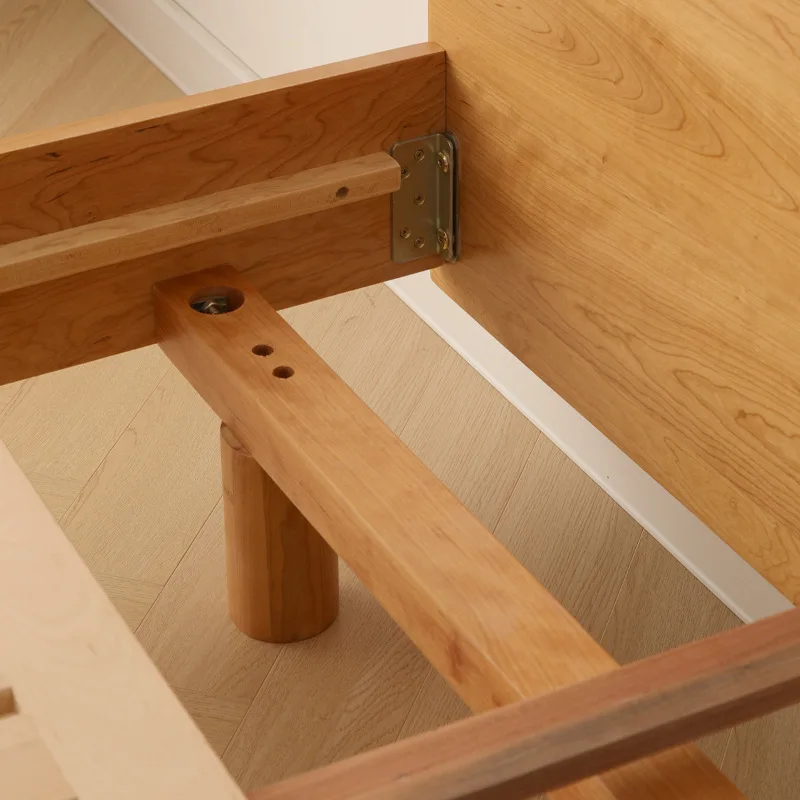 سرير معلق من الكرز الشمالي، سرير مفرد مزدوج من الخشب الصلب بالكامل، حديث وبسيط