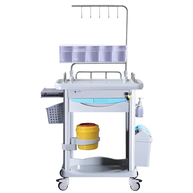 Multifunction Trolley  Iv Drip Stand  Claw Hook Table Guard ABS Trolley With Storage Drawer