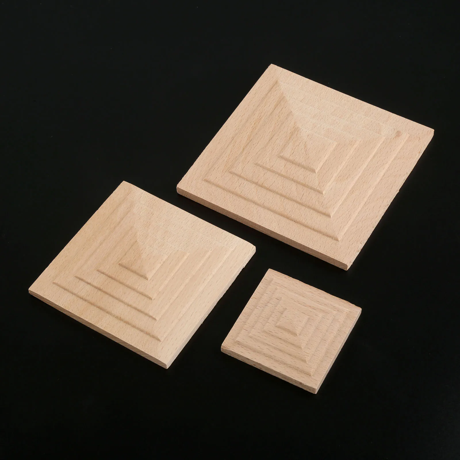 6/8/10cm Square Oak Decal Solid Wood Multi-layer Flat Pyramid Style Onlays Simple Unique Decor Cabinet Furniture Door Box Chest