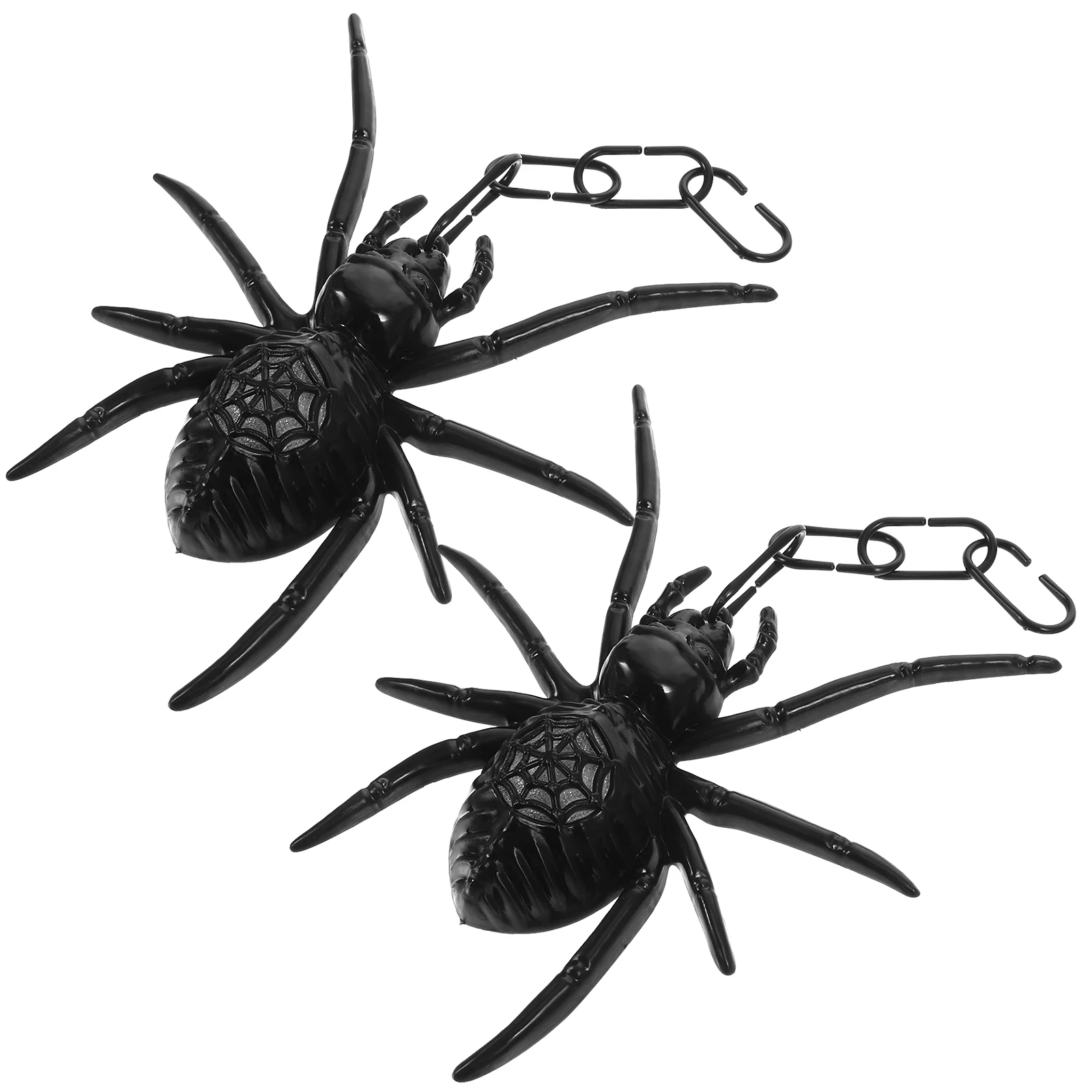

2 Pcs Halloween Spider Decorations Black Plastic Pendant Scary Props Simulation Glow Dark Scene Fake Spider Model