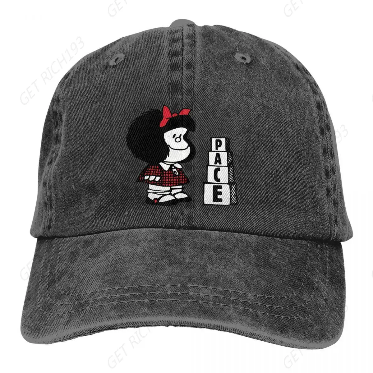 

Denim Cotton Washed Men'S Baseball Cap Pace Trucker Snapback Caps Dad Hat Mafalda Cartoon Golf Hats