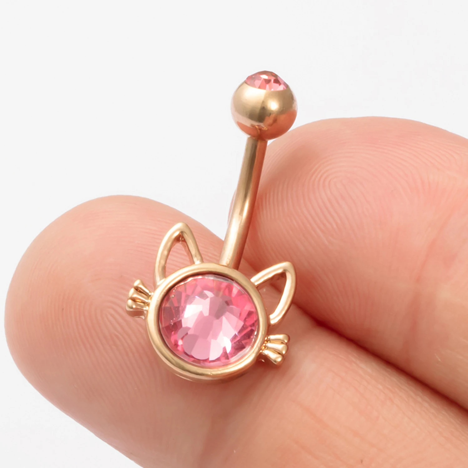 Cute Cat Navel Ring Fake Belly Button Rings Zircon Animal Navel Piercing Stainless Steel Fake Earrings Septum Piercing Ornaments