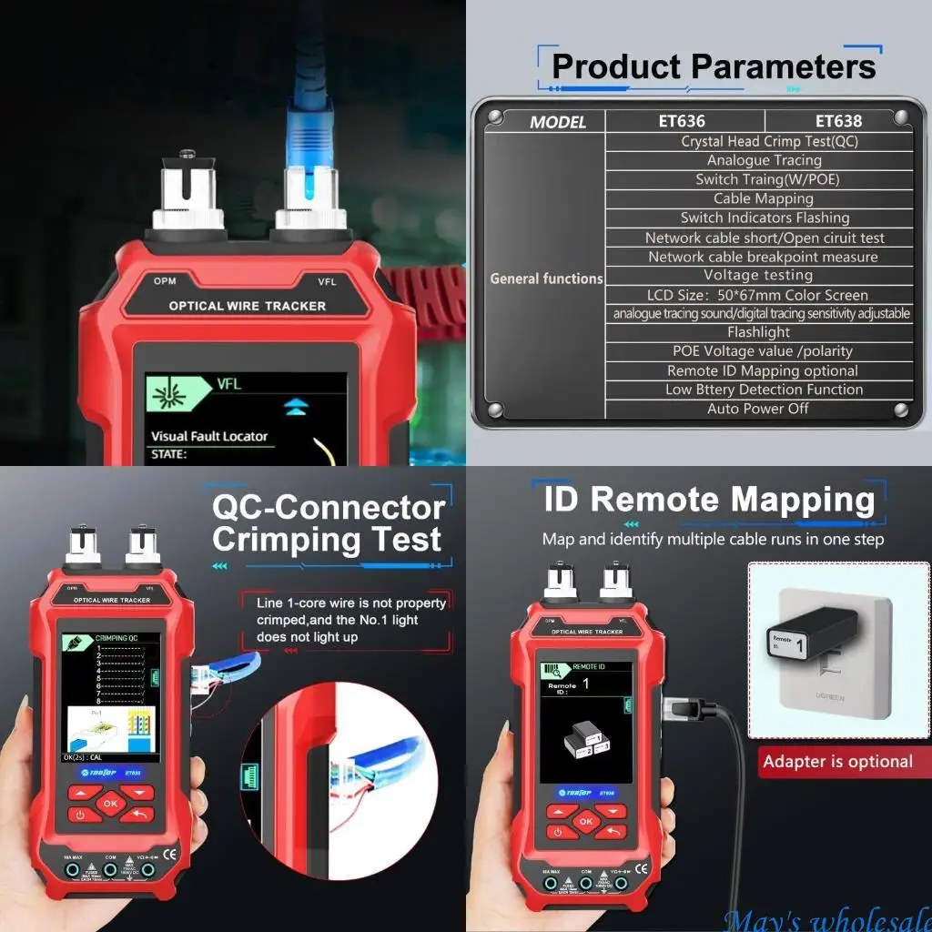 

Ethernet Cable Toner Generator with 3.2inch Screen & POE Testing for RJ45 448A
