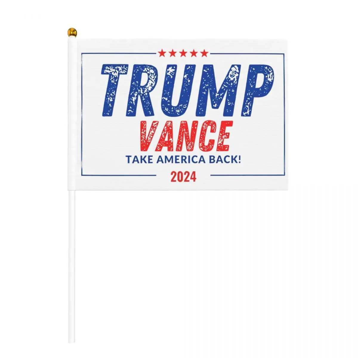 Pack of 10 2024 Trump Vance Take America Back Handheld Flags 5.5x8.3 Inch Golden Spear Top Stick Flags