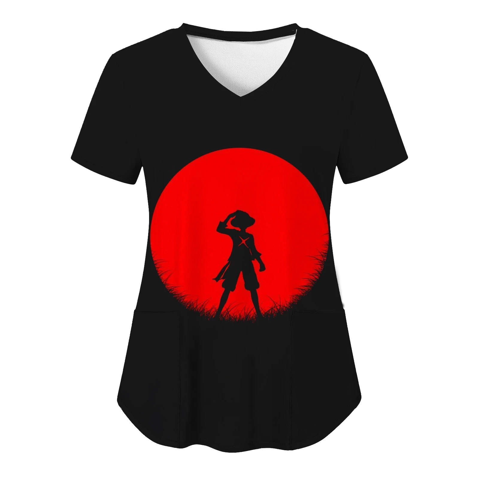 Top Women 2024 Pocket Woman Clothes Hospital Nurse Uniform T-shirts Anime V Neck Zevity One Piece Tops Uniform Pocket Neck Anime