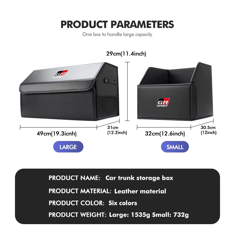 For Toyota Car Logo Trunk Storage Box Auto Organizer Foldable Stowing Container Bag GR Sport Gazoo Racing Yaris 86 Corolla Hilux view 5