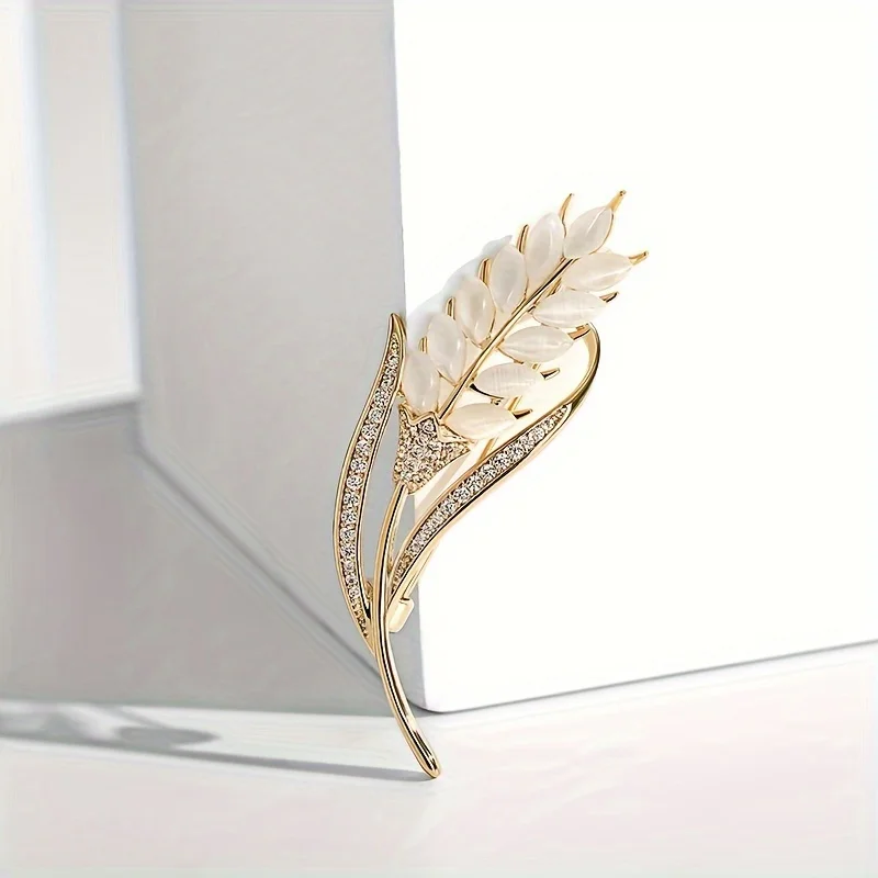 1pc Elegant Wheat Crystal Brooch - Perfect Suit Coat Pin and Accessory Jewelry view 3