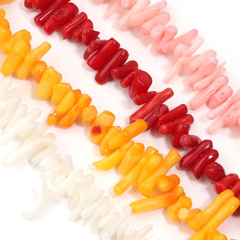 1 ستراند الحجر الطبيعي المرجان الخرز الملونة غير النظامية شكل المرجان الخرز فضفاض خرزة مباعدة DIY بها بنفسك صنع المجوهرات قلادة سوار