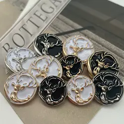20pcs New Metal Christmas Elk Buttons Point Oil Suit Coat Sweater Shanked Sewing Decorative Buckle