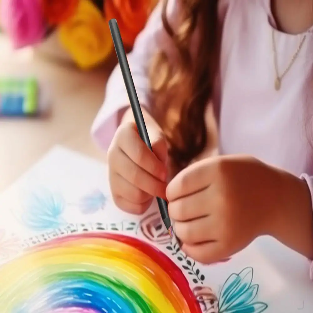 12 Stück schwarz Holz Regenbogen Bleistifte Kit 12 verschiedene Farben Erwachsene Kinder Zeichnung Färbung Skizzieren mehrfarbige Stifte Kunst zubehör