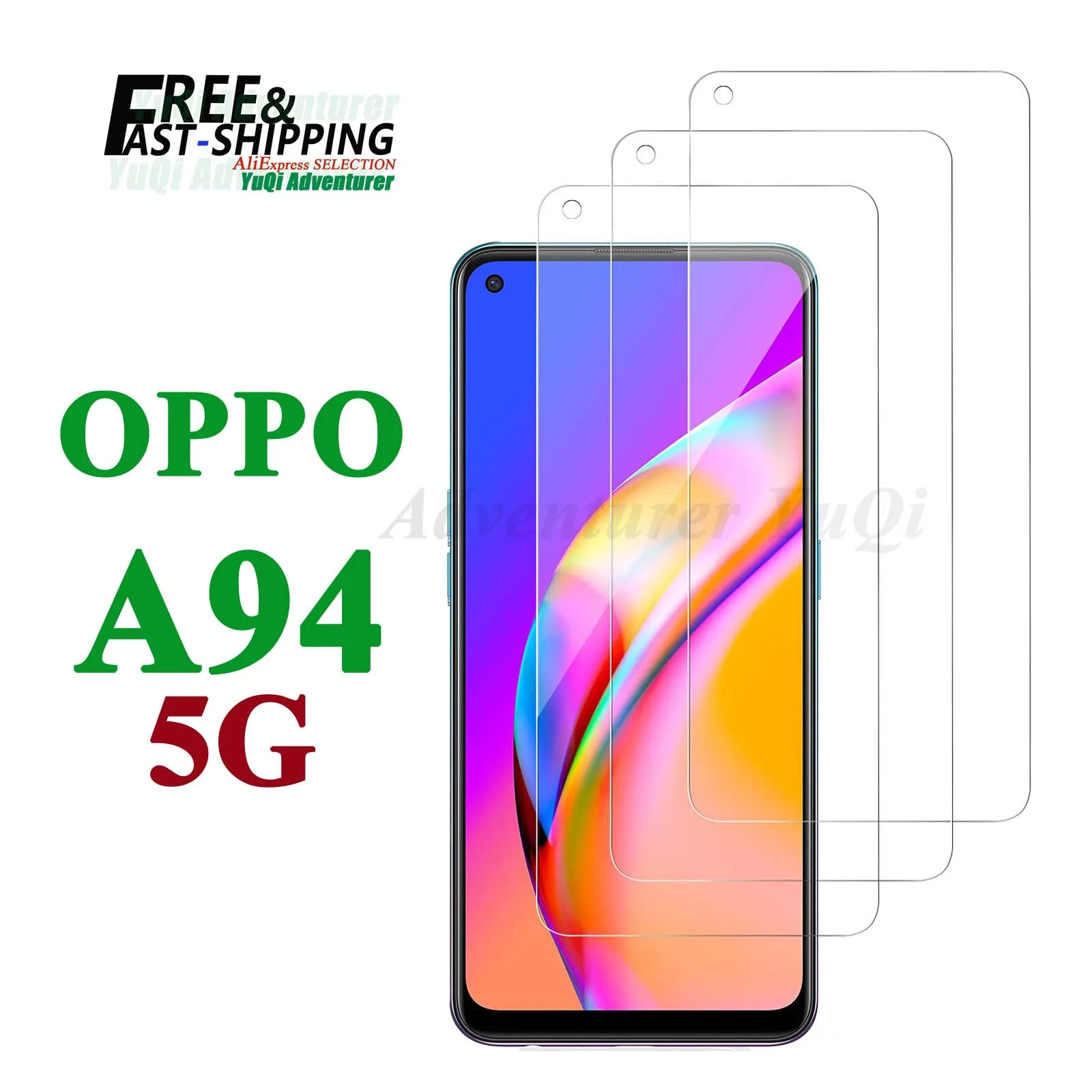 Screen Protector For OPPO A94 5G, Tempered Glass HD 9H High Aluminum Transparent Clear Anti Scratch Case Friendly