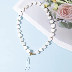 Love Heart Shell Beaded Mobile Phone Chain Key Chain Pendant Simple Mobile Phone Case Accessories Female Jewelry Gifts