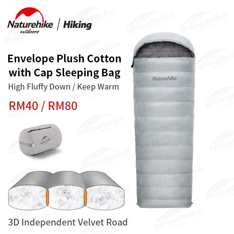 

Naturehike Duck Down Cotton Sleeping Bag -13℃~8℃ Outdoor Autumn Spring Sleeping Bag Spliceable Envelope Style Ultralight 650FP