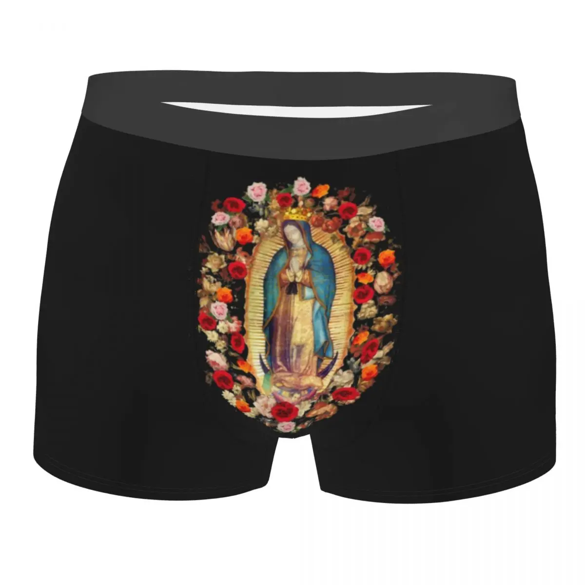 Custom Our Lady Of Guadalupe Mexican Virgin Mary Underwear Mexico Catholic Saint Boxer Briefs Stretch Shorts Panties Underpants