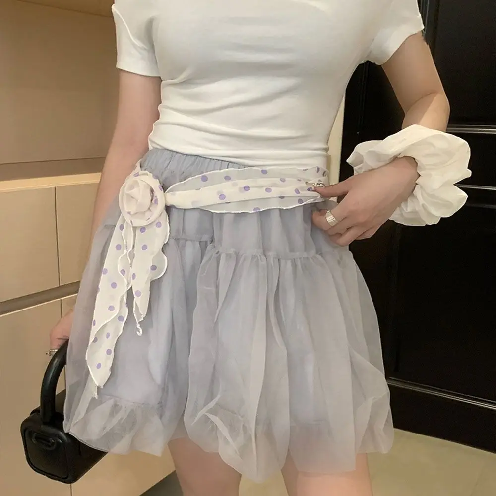 Unique Y2k Long Polka Dot Waistband Designer Thin Silk Waist Belt Floral Tie Up Dress Jeans Belt Summer