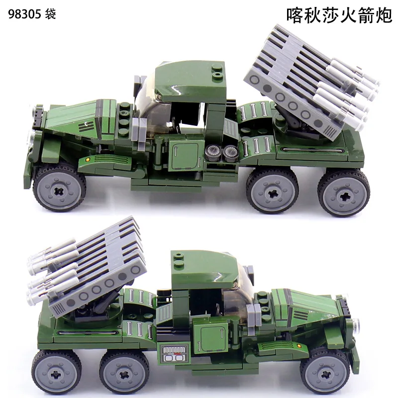 WW2 Soviet Military Katyusha rocket launcher vehicle model building blocks War Missile vehicle DIY bricks toys