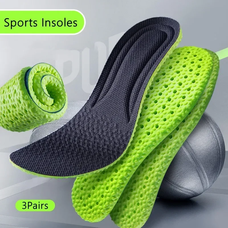 6-Pack Sports Running Insoles Soft Shock-Absorbing Arch Support Plantar Fasciitis Relief Shoe Inserts for Foot Comfort