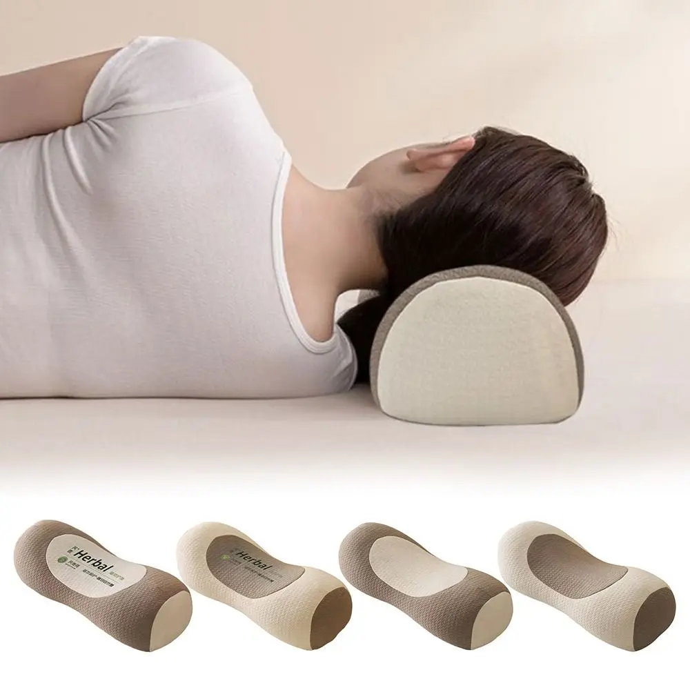 Cylindrical Buckwheat Pillows Breathable Anti-arch Spine Pillow Help Sleep Neck Pain Relief Cervical Vertebra Pillow for Adults