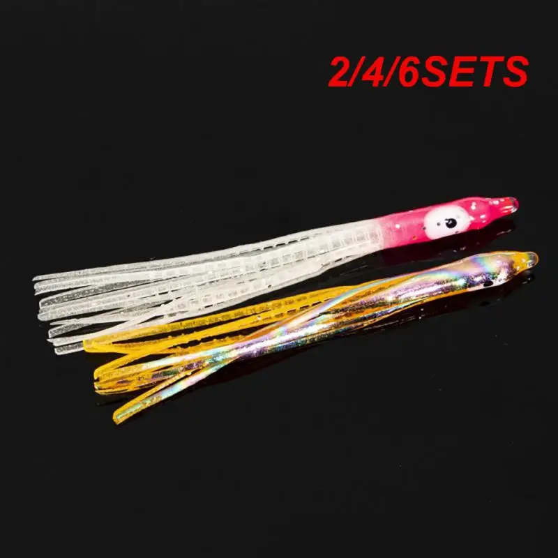 2/4/6SETS Fake Bait Pvc Luminous Realistic Squid Fake Bait Soft Bait 8cm Glitter Color Powder Bionic Bait