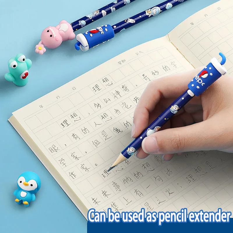 5~10PCS Cute Children's Pen Sleeve Cartoon Silicone Anti-Break Refill Pupils' Pencil Protective Cap