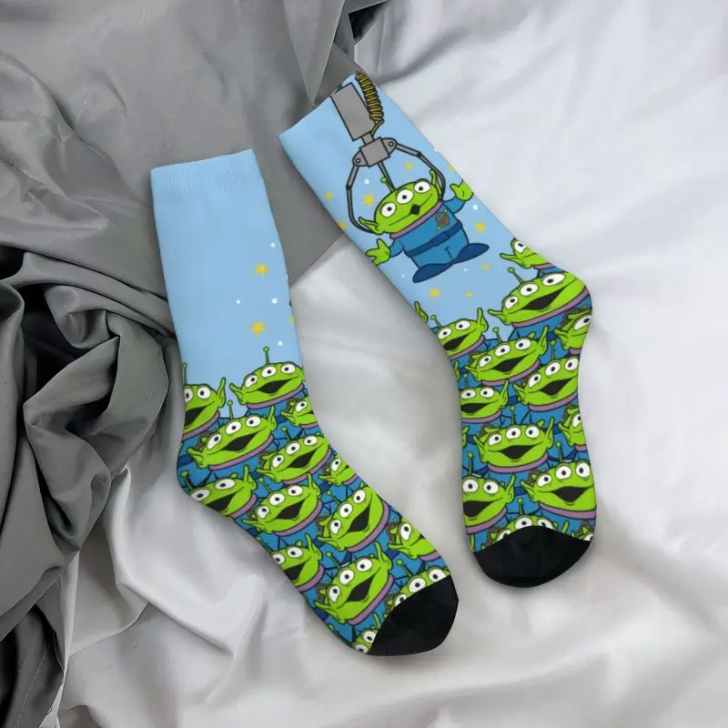 Custom Cute Printing Toy Story Socks for Men Women Stretch Summer Autumn Winter Green Aliens Anime Crew Socks