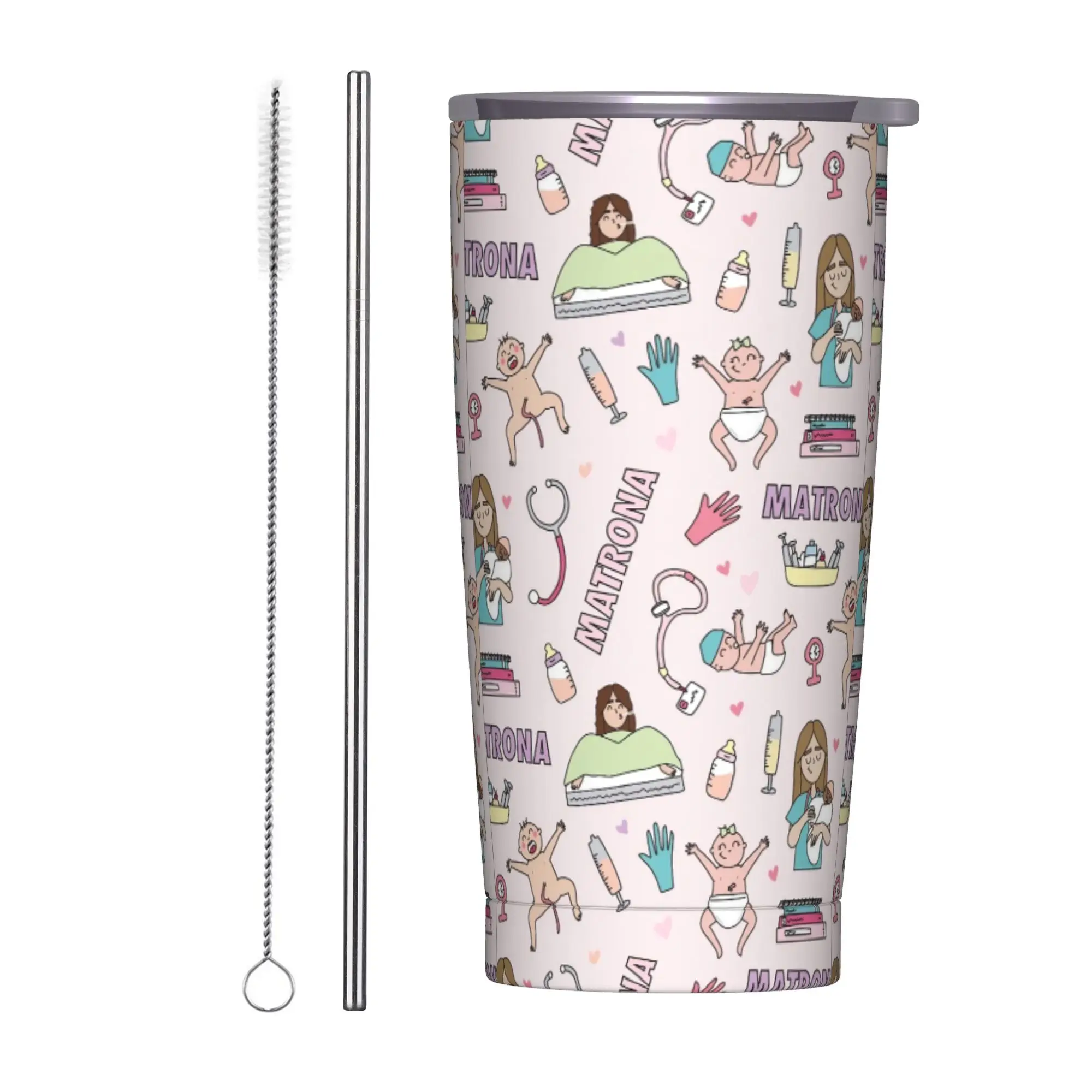 

Термокружка из нержавеющей стали с мультяшным рисунком «Доктор и медсестра», термос для холодных напитков, кружка для водителей, бутылка для воды