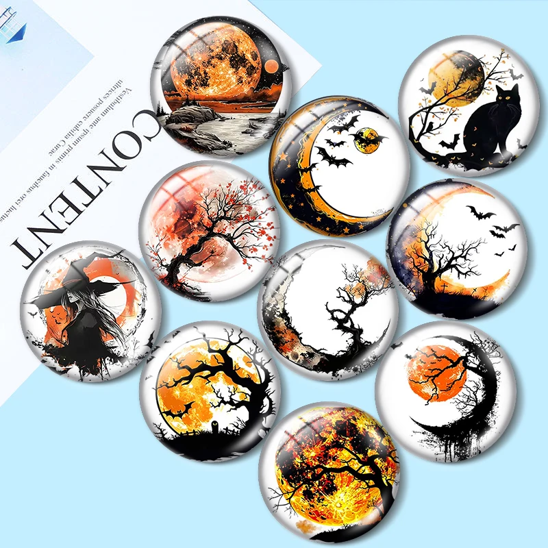 

Mysterious Night Moon 12/18/20/25mm glass cabochon bracelet pendant rings for jewelry demo earrings back Making findings