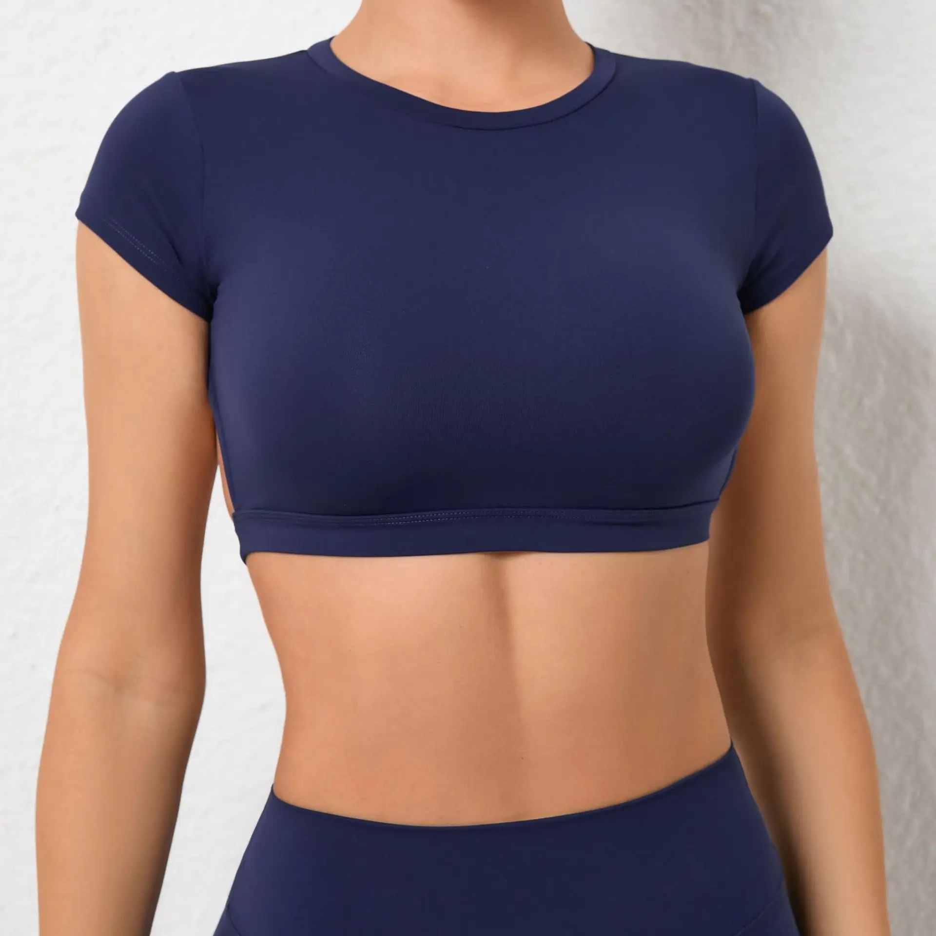 Top oco sexy para mulheres, manga curta, camisa de ioga, tops de treino de fitness, roupas de ginástica, camisetas esportivas