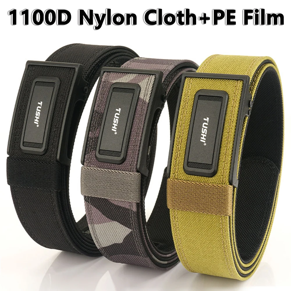 TUSHI New Military Tactical Belt For Men Quick Release Pluggable Buckle Men Belt Breathable Outdoors IPSC Gun Belts Pants Belt